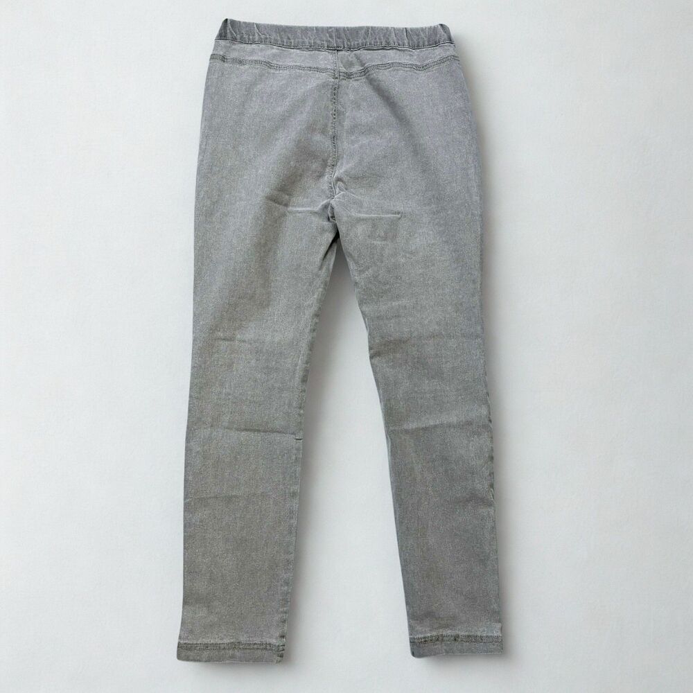 Flamingo Jeans Womens Large Moto Biker Stretch Gray Denim Zipper Ankle Pull On - Picture 2 of 9